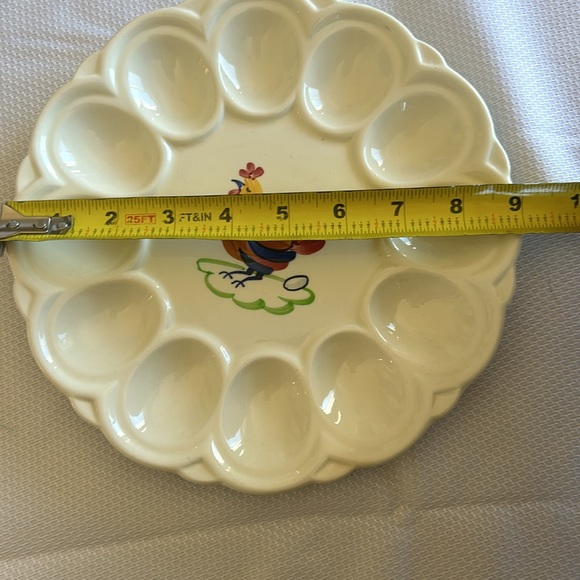 Vintage Gien France ceramic deviled egg plate holds 12 eggs - Picture 5 of 5